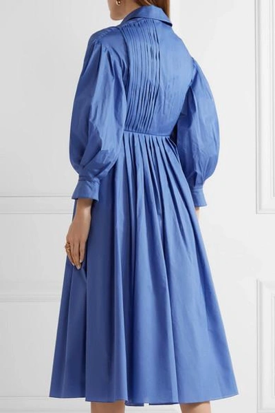 Shop Vika Gazinskaya Pintucked Pleated Cotton-poplin Midi Dress