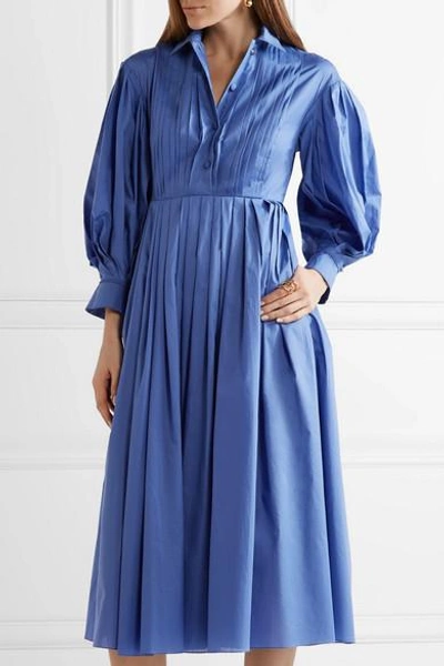Shop Vika Gazinskaya Pintucked Pleated Cotton-poplin Midi Dress