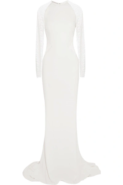 Stella Mccartney Woman Embroidered Lace And Cady Gown White