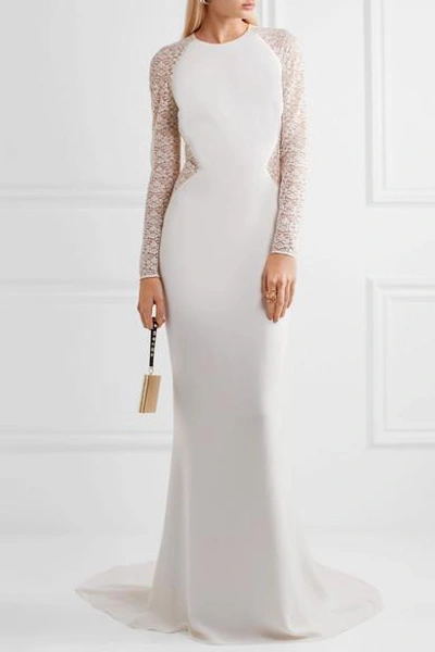 Shop Stella Mccartney Embroidered Lace And Cady Gown
