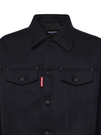 Dsquared2 Button-up Wool Jacket In Blue