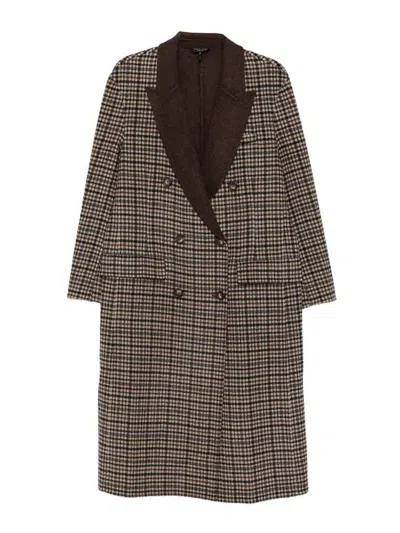 Rag & Bone Check-pattern Double-breasted Coat In Brown