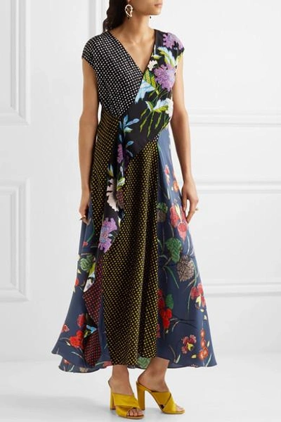 Shop Diane Von Furstenberg Printed Ruffled Silk Crepe De Chine Wrap Dress