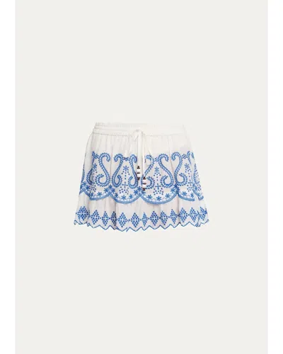 Ramy Brook Judith Eyelet Embroidery Miniskirt In White | ModeSens