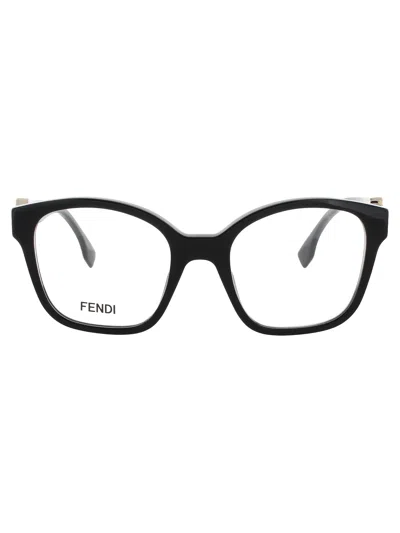 Fendi Rectangular Acetate Eyeglasses In Black