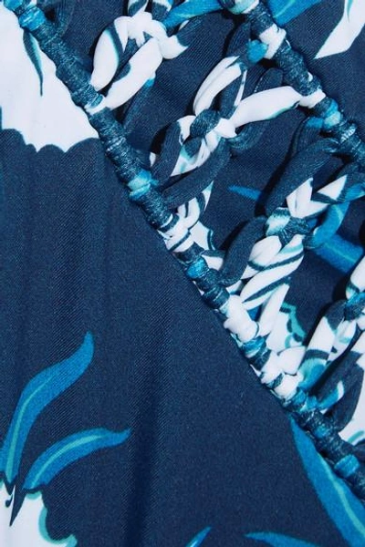Shop Mikoh West oz Floral-print Crocheted Halterneck Bikini Top