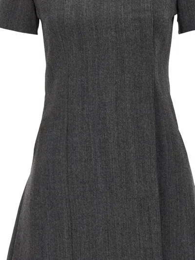 Coperni Herringbone-pattern Asymmetrical-closure Mini Dress In Black