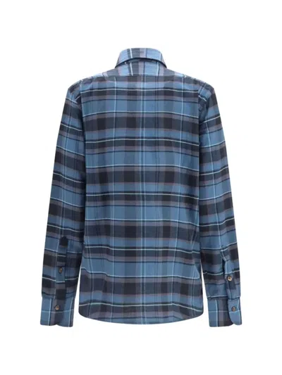 Deperlu Check-pattern Flannel Shirt In Blue