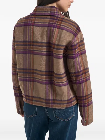 Woolrich Check-pattern Zip-up Jacket In Brown