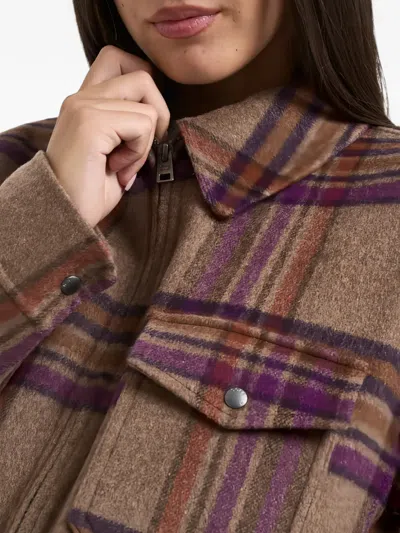 Woolrich Check-pattern Zip-up Jacket In Brown