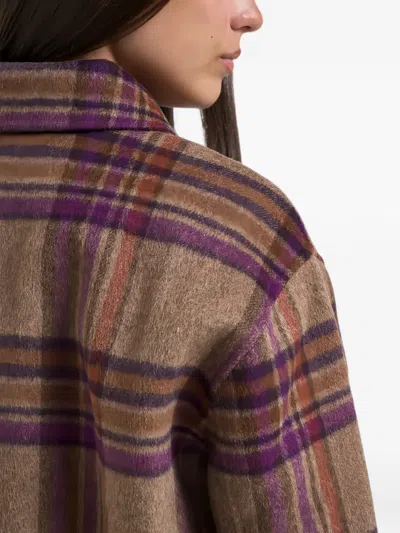 Woolrich Check-pattern Zip-up Jacket In Brown