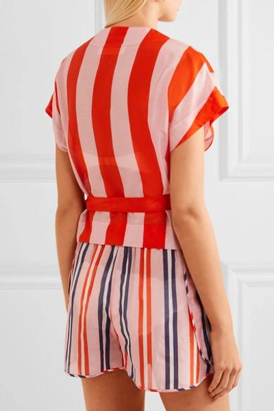 Shop Diane Von Furstenberg Striped Cotton And Silk-blend Wrap Top