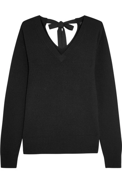 Joseph Cashmere V-neck Sweater W/ Tie-back In Black