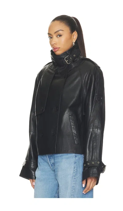 Gestuz Avic Leather Jacket In Black