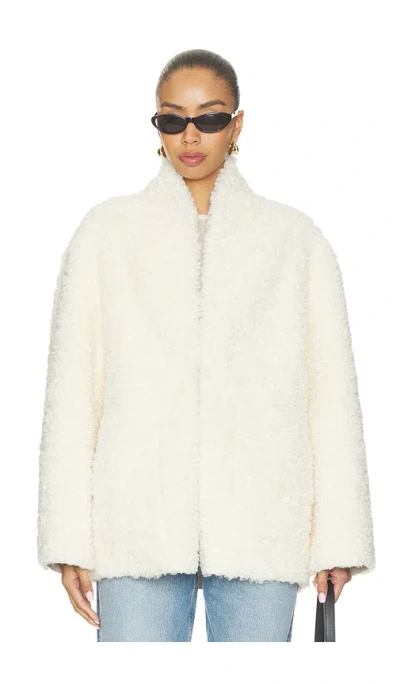 Source Unknown Manuela Shawl-collar Shearling Jacket In White