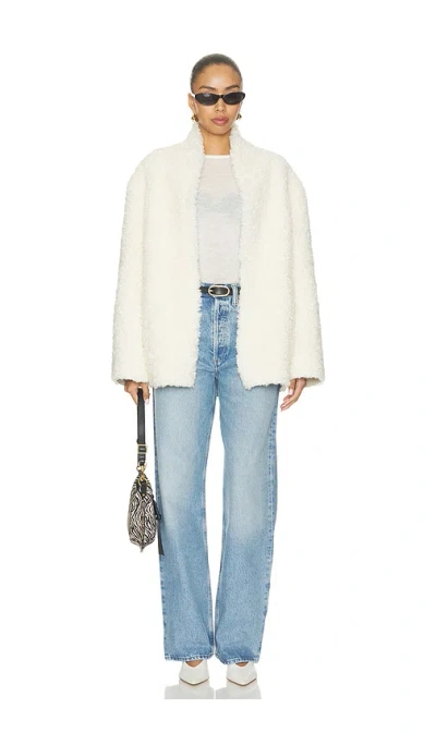 Source Unknown Manuela Shawl-collar Shearling Jacket In White
