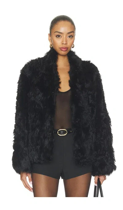 Source Unknown Lyn Long Hair Shearling Jacket In Black