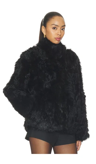 Source Unknown Lyn Long Hair Shearling Jacket In Black