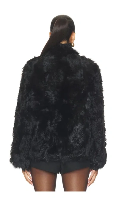 Source Unknown Lyn Long Hair Shearling Jacket In Black