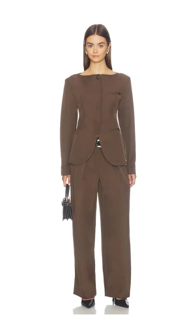 Source Unknown Matteo Cinched Blazer In Brown