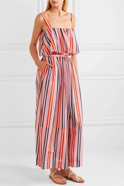 Shop Diane Von Furstenberg Striped Cotton And Silk-blend Maxi Dress In Pastel Pink
