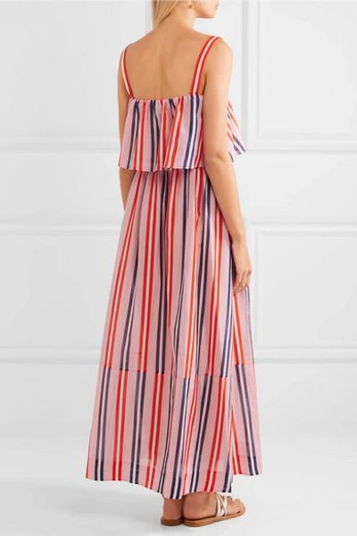 Shop Diane Von Furstenberg Striped Cotton And Silk-blend Maxi Dress In Pastel Pink