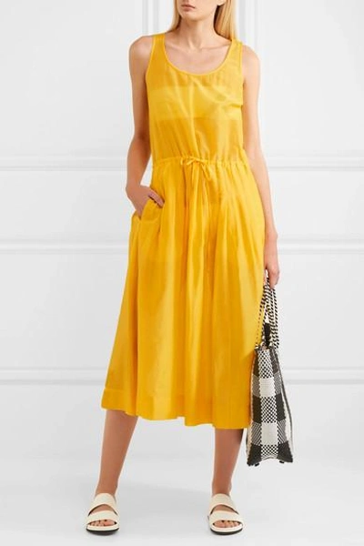 Shop Diane Von Furstenberg Pleated Cotton And Silk-blend Gauze Dress