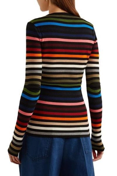 Shop Sonia Rykiel Striped Stretch-knit Sweater