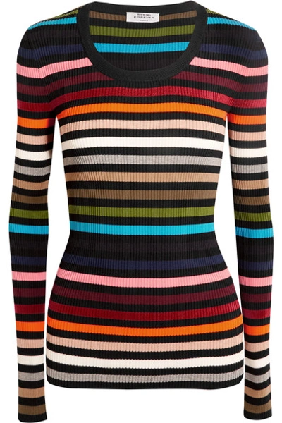 Sonia Rykiel Striped Scoop-neck Ribbed-knit Sweater In Multicolor