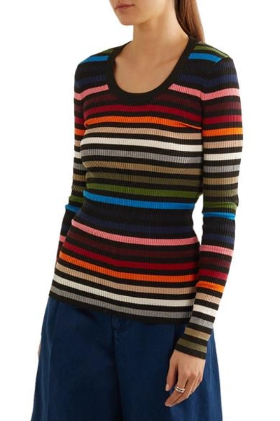 Shop Sonia Rykiel Striped Stretch-knit Sweater