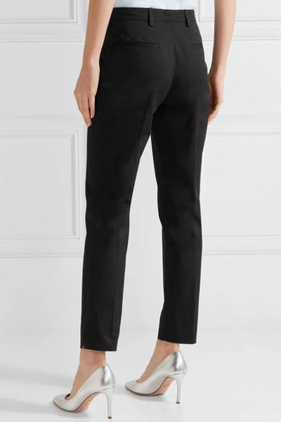 Shop Prada Stretch-cotton Gabardine Slim-leg Pants