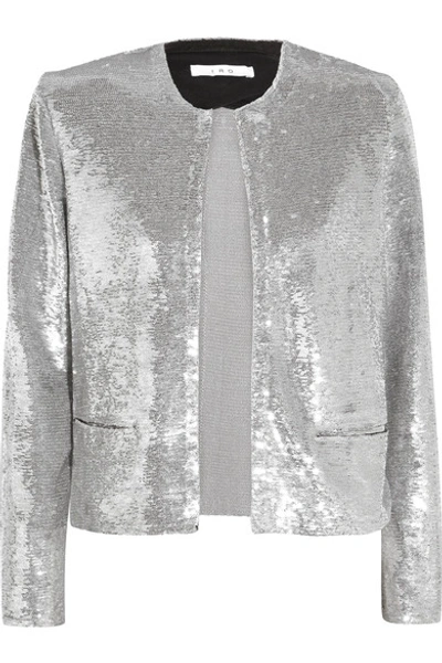 Iro Waklyn Sequined Twill Jacket In Silver