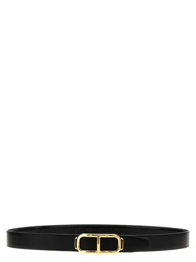 Tom Ford Python-print Leather Reversible Belt In Black