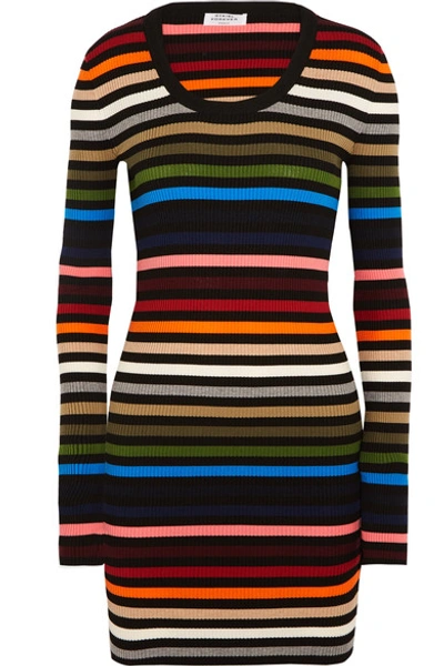 Shop Sonia Rykiel Striped Ribbed-knit Mini Dress