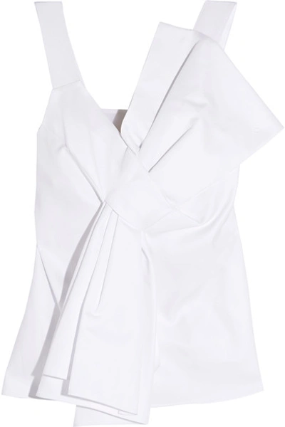 Victoria Victoria Beckham Oversized Bow-detail Cotton And Silk-blend Top In White