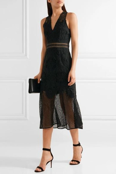 Shop Jonathan Simkhai Crochet Knit-paneled Corded Lace Midi Dress