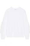 CLU Cutout silk chiffon-trimmed cotton-jersey sweatshirt