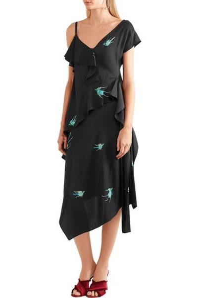 Shop Diane Von Furstenberg Draped Printed Silk-blend Midi Dress