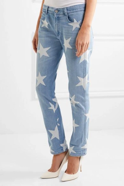 Shop Stella Mccartney The Skinny Printed Boyfriend Jeans In Light Denim