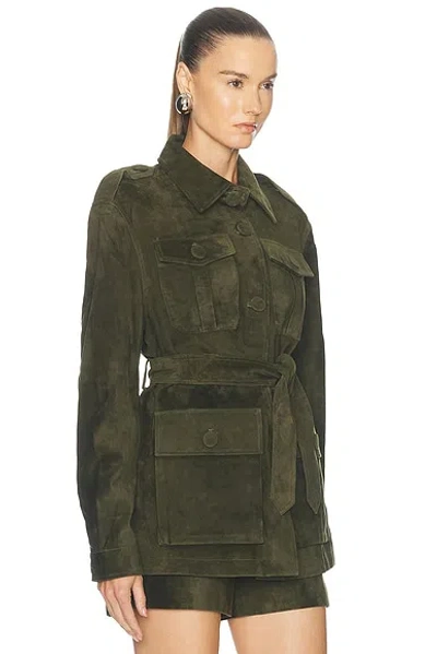 Aexae Lamb Leather Suede Mid Jacket In Green
