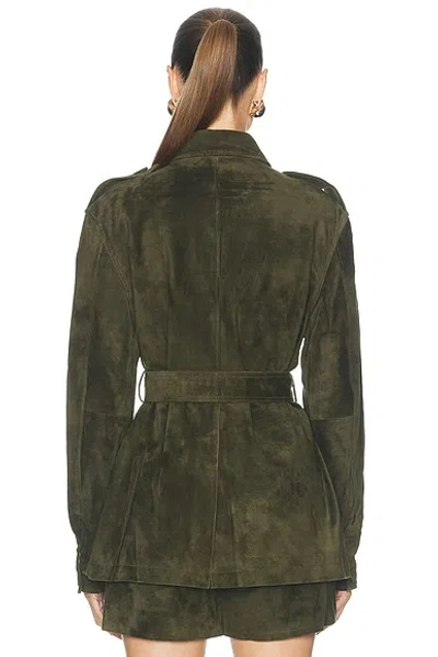 Aexae Lamb Leather Suede Mid Jacket In Green