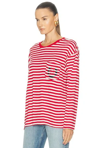 Bode Rib Stripe Horseshoe Long Sleeve Tee In Multi