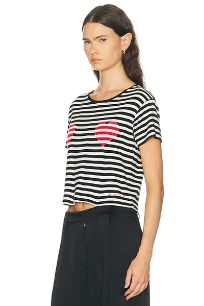Bode Rib Stripe Heart Tee In Black