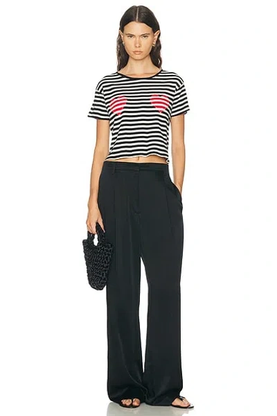 Bode Rib Stripe Heart Tee In Black