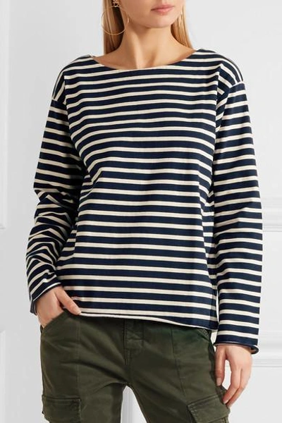 Shop M.i.h. Jeans Mariniere Striped Cotton-jersey Top In Navy