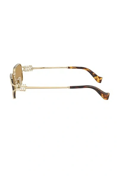 Miu Miu Rectangular Sunglasses In Gold