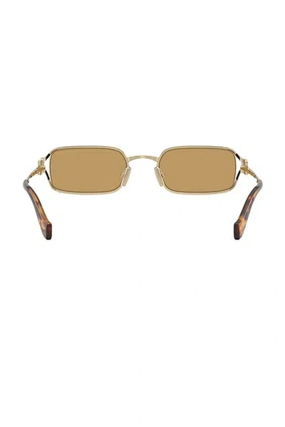 Miu Miu Rectangular Sunglasses In Gold