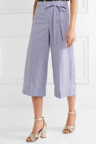 Shop Jcrew Banada Striped Stretch-cotton Wide-leg Pants