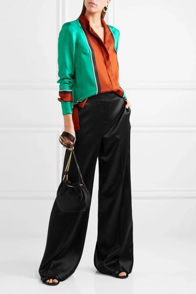 Shop Diane Von Furstenberg Color-block Silk-satin Shirt