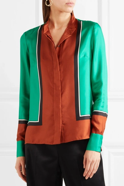 Shop Diane Von Furstenberg Color-block Silk-satin Shirt